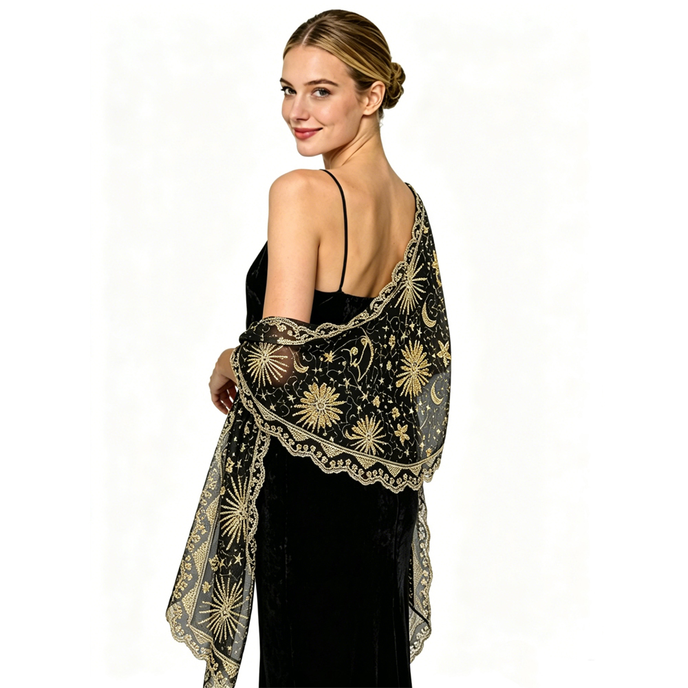 Embroidery Shawl - شالات ولفافات نسائية بتصميم عشرينيات القرن