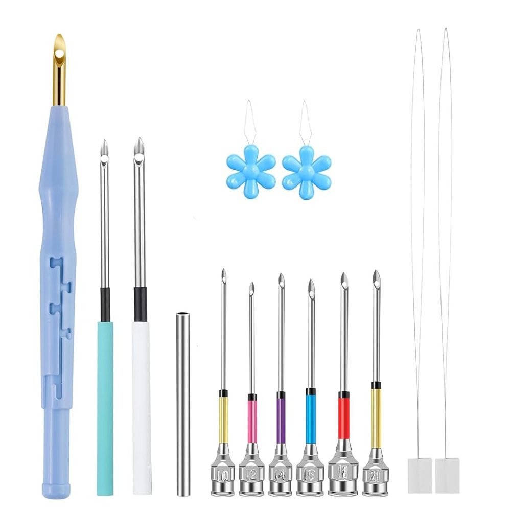 Punch Needle Handle - 14 قطعة مجموعة إبرة لكمة قابل