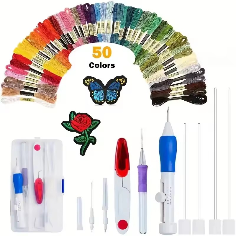 Punch Needle Handle - طقم تطريز بالإبرة المثقوبة بـ 50