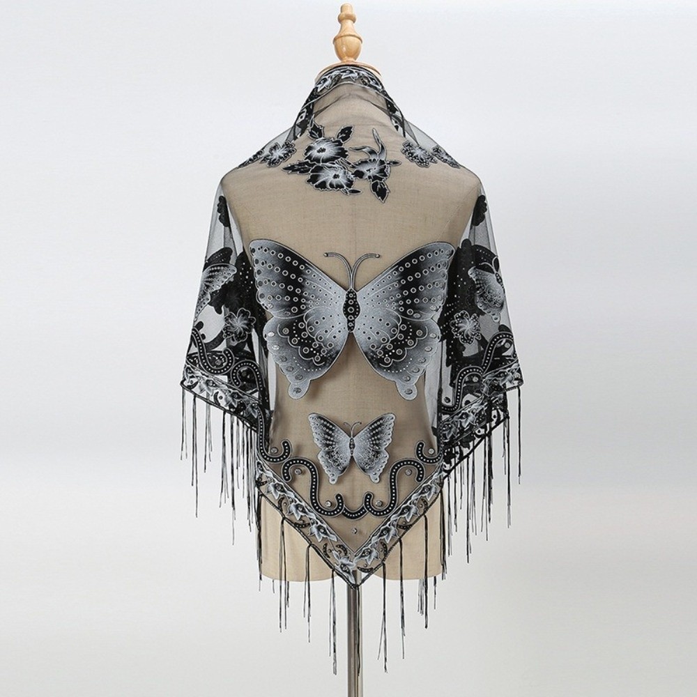 شال مثلث فاخر من الدانتيل المز - مراجعة Embroidery Shawl وسعره