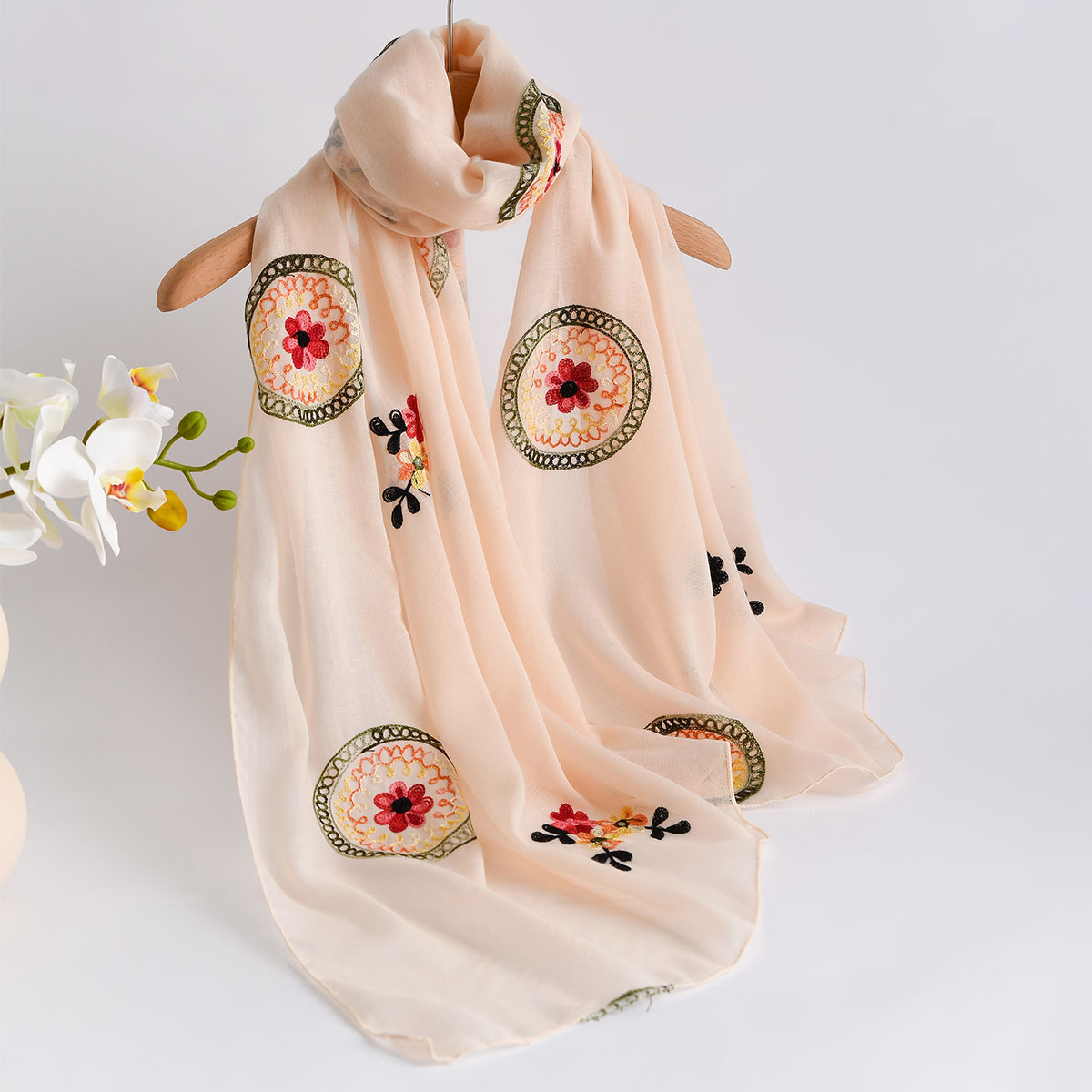 صيف جديد خفيف الوزن تنفس القطن - مراجعة Embroidery Shawl وسعره