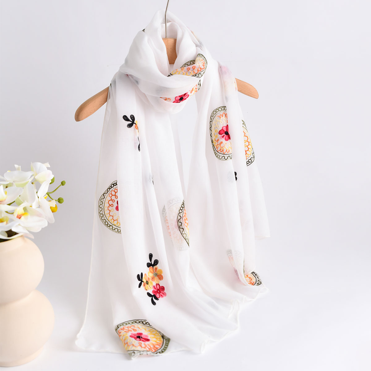 صيف جديد خفيف الوزن تنفس القطن - مراجعة Embroidery Shawl وسعره