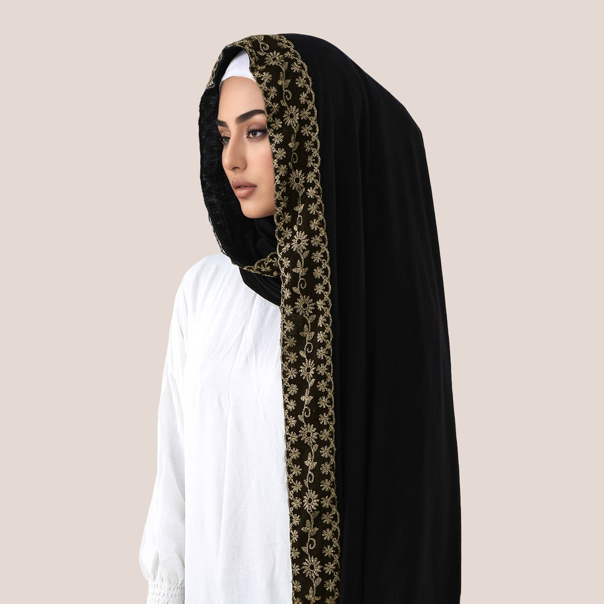 الدانتيل والتطريز القطن جيرسي  - مراجعة Embroidery Shawl وسعره