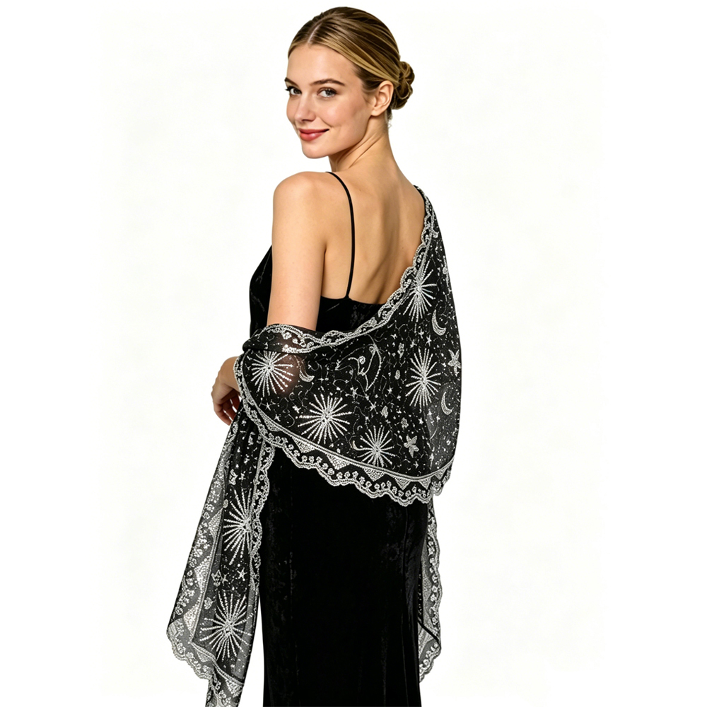 شالات ولفافات نسائية بتصميم عش - مراجعة Embroidery Shawl وسعره