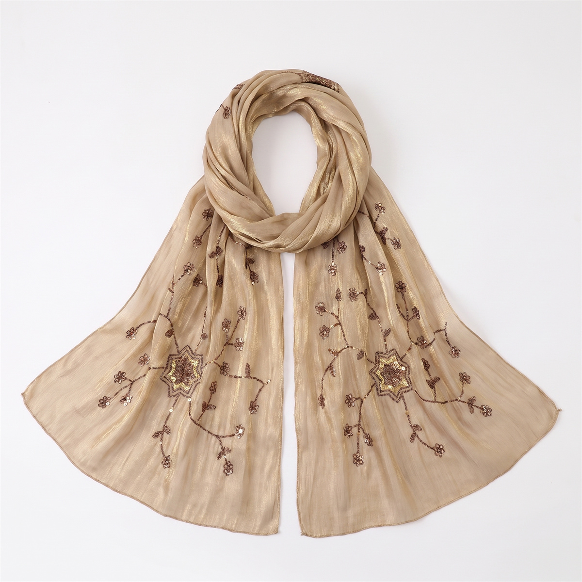 وشاح حجاب أنيق مجعد مع تطريز ز - مراجعة Embroidery Shawl وسعره