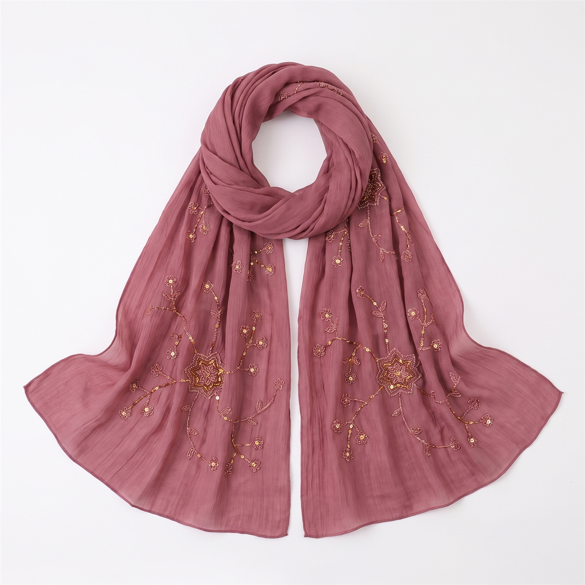 وشاح حجاب أنيق مجعد مع تطريز ز - مراجعة Embroidery Shawl وسعره