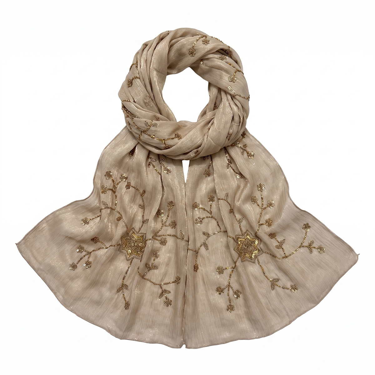 وشاح حجاب أنيق مجعد مع تطريز ز - مراجعة Embroidery Shawl وسعره