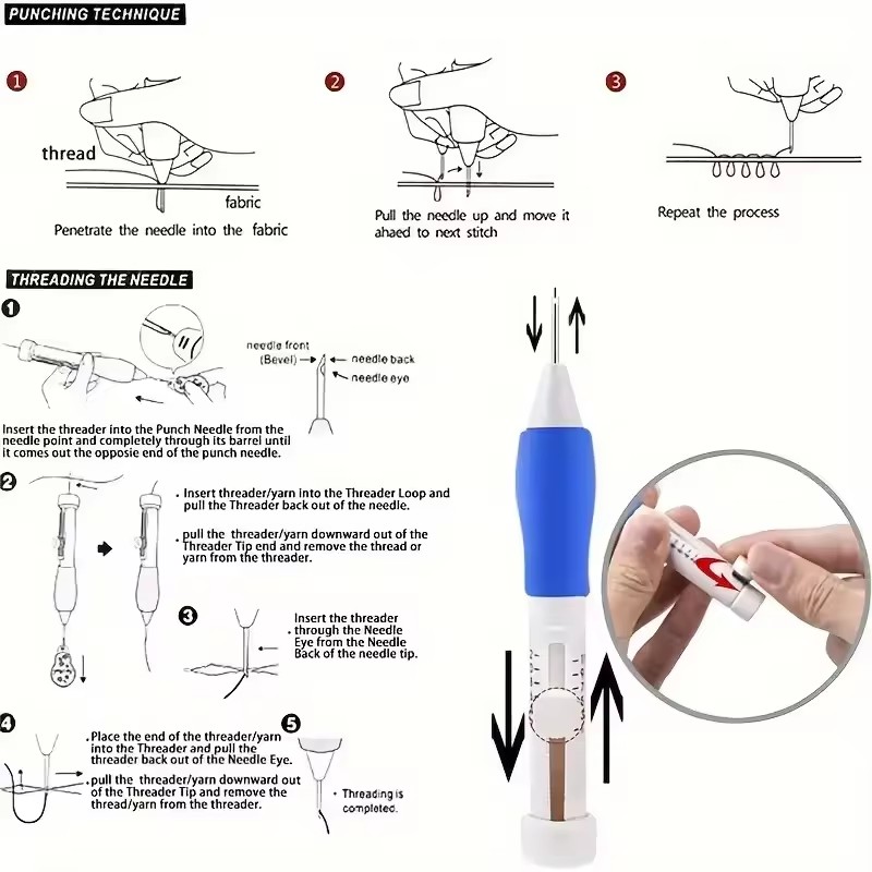 طقم تطريز بالإبرة المثقوبة بـ  - مراجعة Punch Needle Handle وسعره