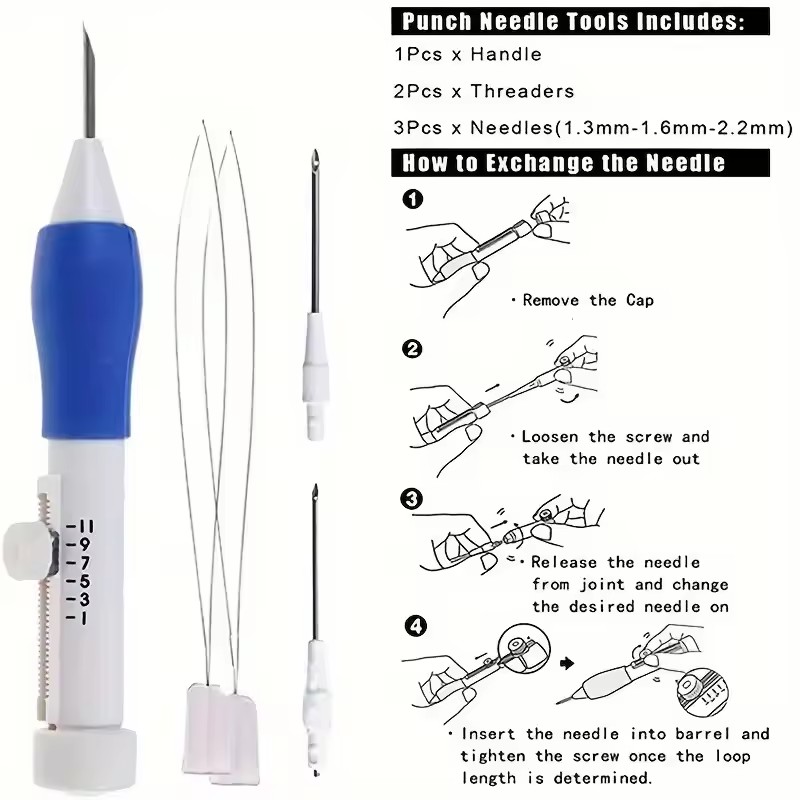طقم تطريز بالإبرة المثقوبة بـ  - مراجعة Punch Needle Handle وسعره