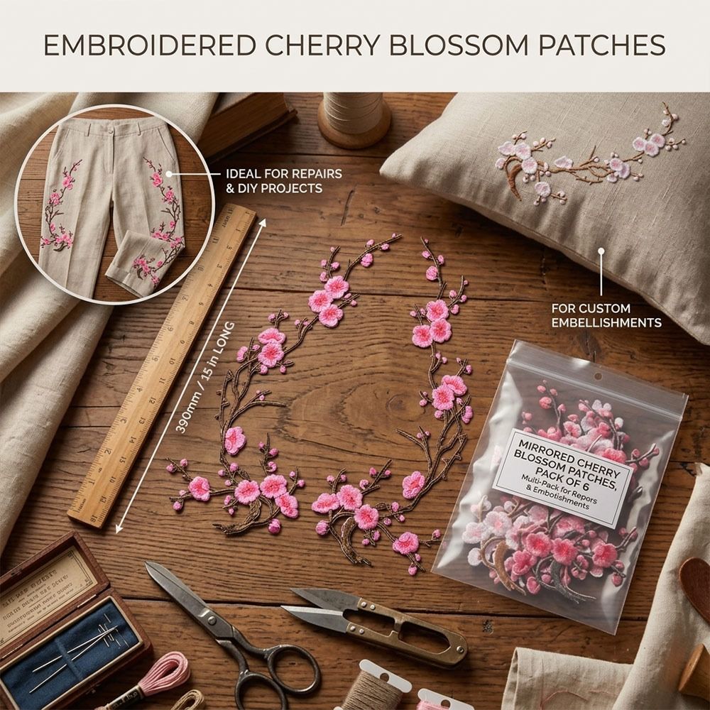 رقع زهرة الكرز القابلة للصق با - مراجعة Embroidery Patches وسعره
